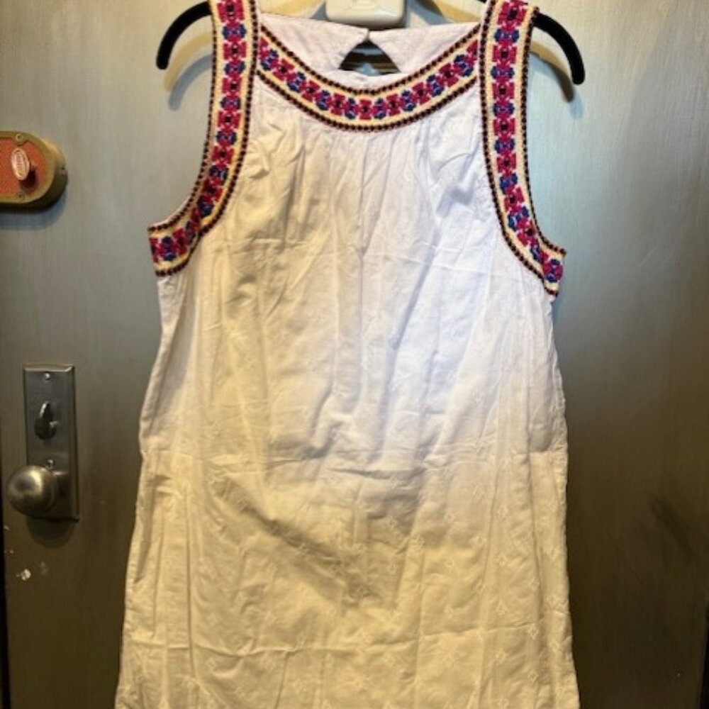 Retro Embroidered Dobby-Pattern Shift Mini Dress … - image 4